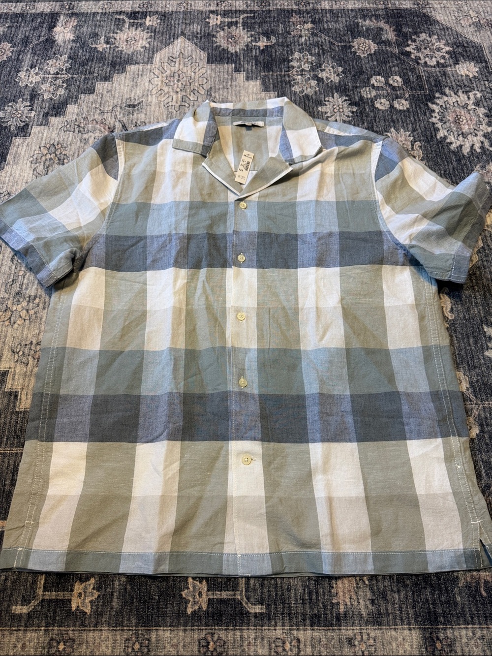 Madewell Short-Sleeve Plaid Button-Down in Blue and Green